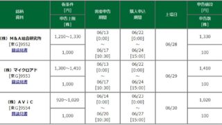 松井証券M&A総合研究所当選明細