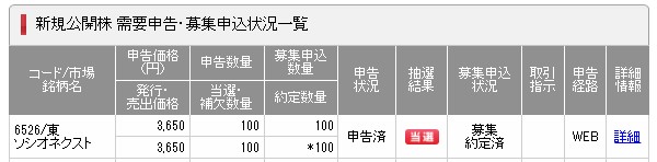 ソシオネクスト補欠当選SMBC